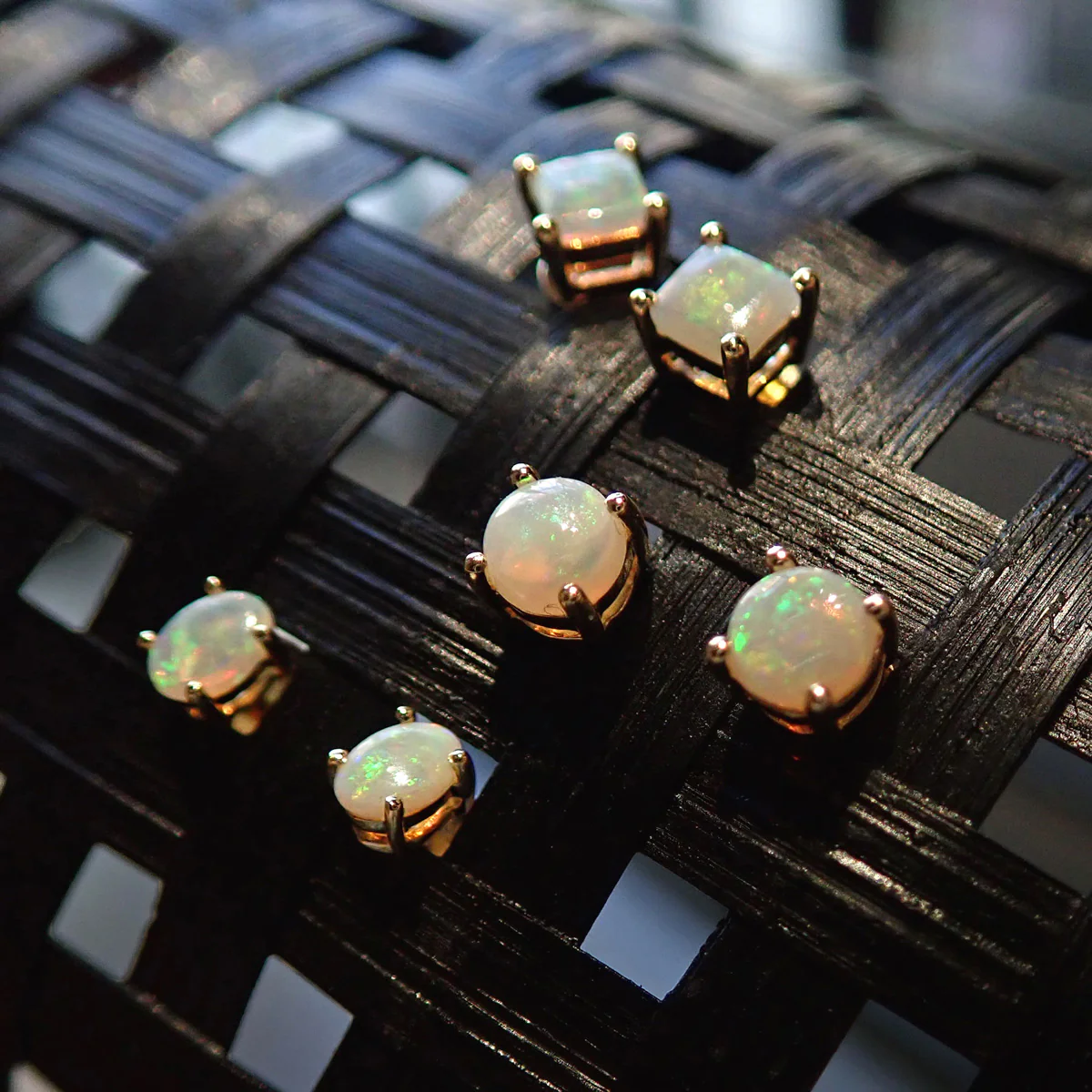 Oval Cabochon Opal Stud Earrings - Image 4