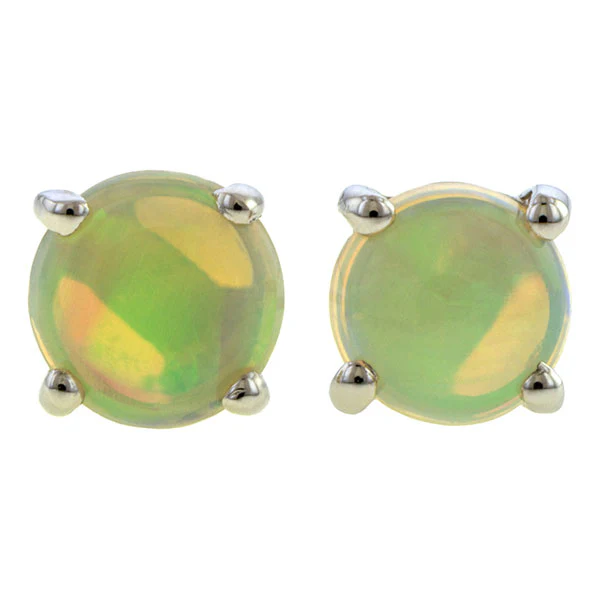 Round Cabochon Opal Stud Earrings - Image 3