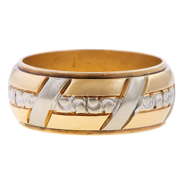 Vintage Two-toned Wedding Band Ring, Size 7 1/2