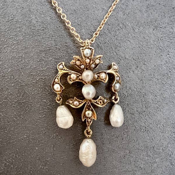 Antique Pearl Lavalier Pendant - Image 2