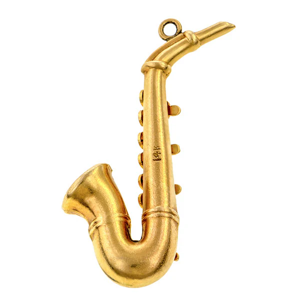Antique Mechanical Saxophone Charm Pendant - Image 2