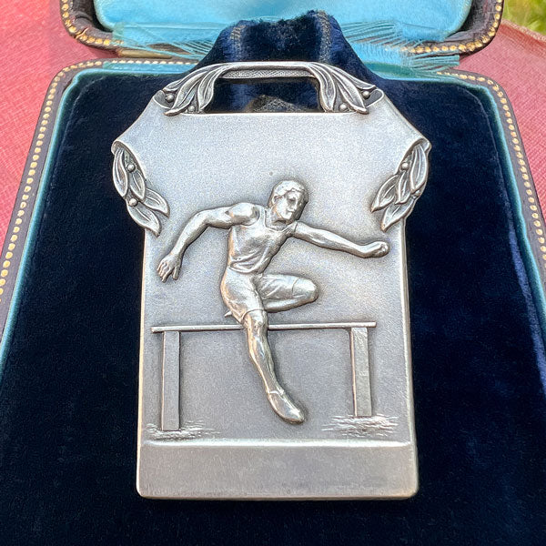 Antique Art Deco Silver Track Hurdle Medal, 1924