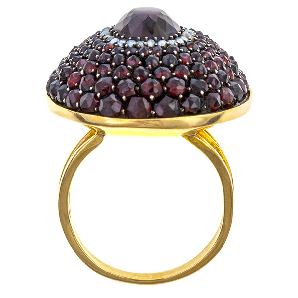 Antique Bohemian Garnet & Pearl Ring - Image 4
