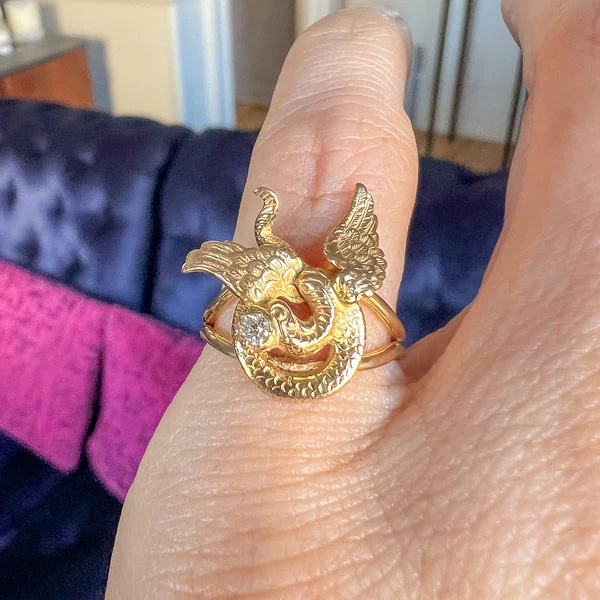 Antique Diamond Dragon Ring - Image 2