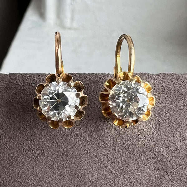 Antique Diamond Drop Earrings - Image 2