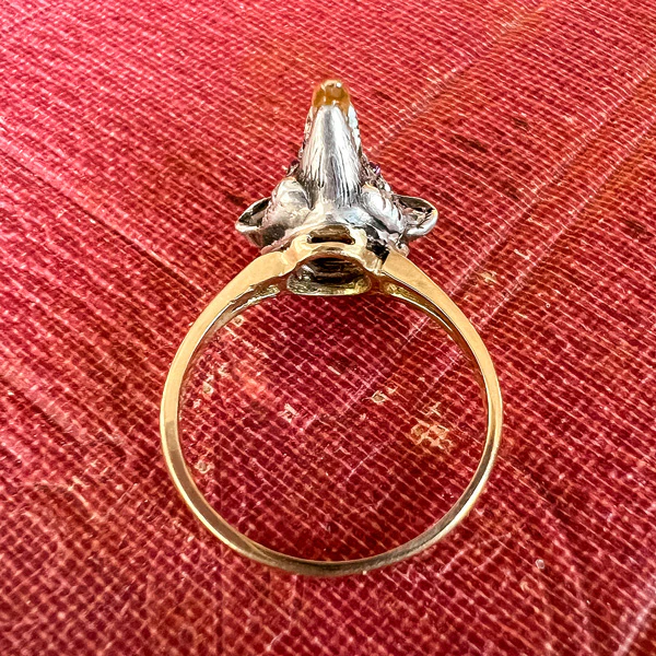 Antique Diamond & Enamel Fox Ring - Image 4