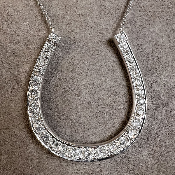 Antique Diamond Horseshoe Necklace - Image 2