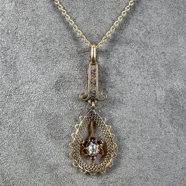 Antique Diamond Lavalier Necklace - Image 2