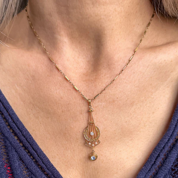 Antique Diamond Lavalier Necklace - Image 5
