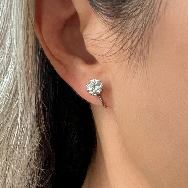 Antique Diamond Stud Earrings - Image 2