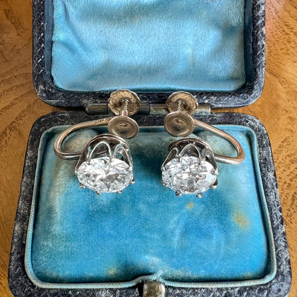 Antique Diamond Stud Earrings - Image 3