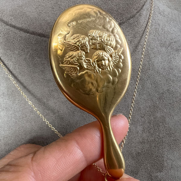 Antique Edwardian Hand Mirror Pendant - Image 4