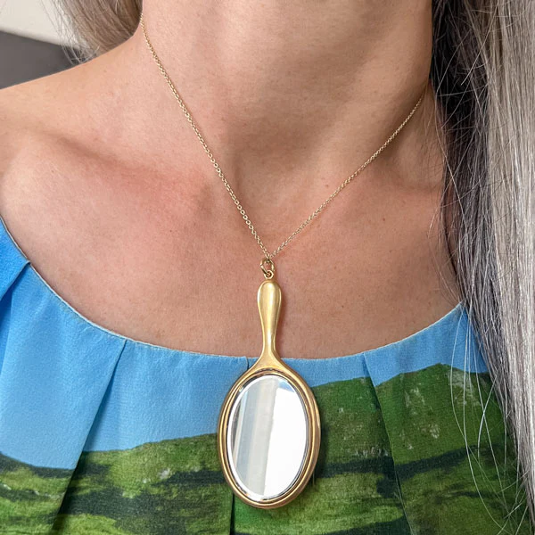 Antique Edwardian Hand Mirror Pendant - Image 7