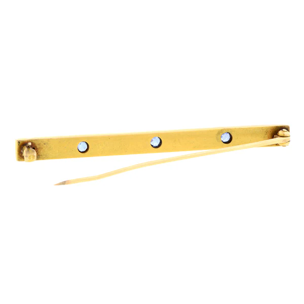 Antique Engraved Sapphire Bar Pin - Image 2
