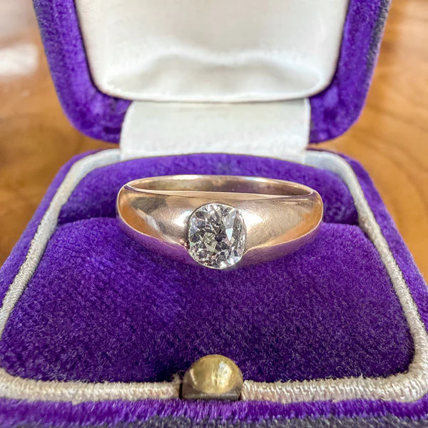 Antique Flush Set Old Mine Cut Diamond Ring, 0.50ct.