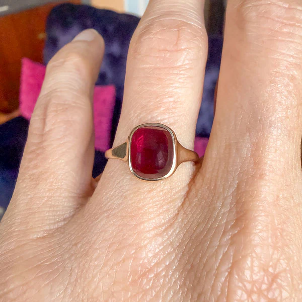 Antique Garnet Cabochon Ring - Image 2