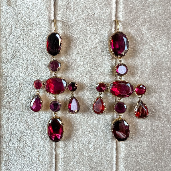 Antique Garnet Girandole Earrings - Image 2