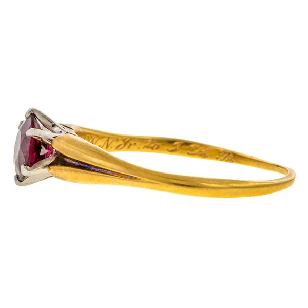 Antique Garnet Solitaire Ring - Image 3