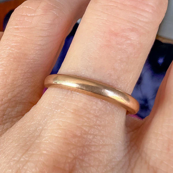 Antique Half Round Wedding Band Ring, 1919, Size 8 3/4
