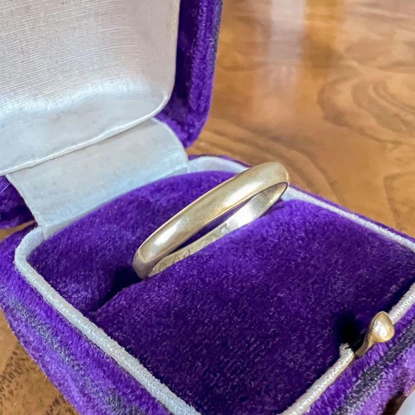 Antique Art Deco Half Round Wedding Band Ring, 1925, Size 7
