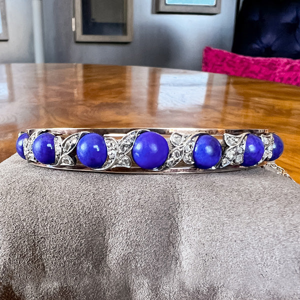 Antique Lapis & Diamond Bracelet - Image 2