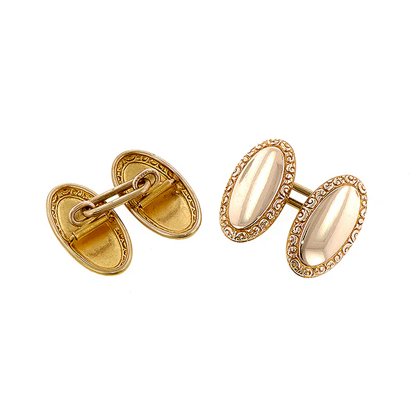 Antique Oval Embossed Edge Cufflinks - Image 2