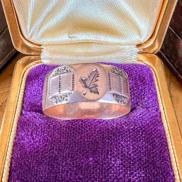 Antique Wide Patterned Band Ring, Size 8