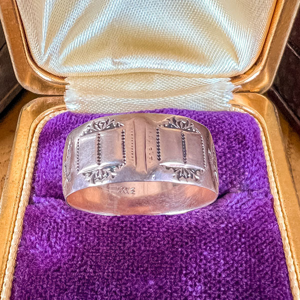 Antique Wide Patterned Band Ring, Size 8 - Image 3