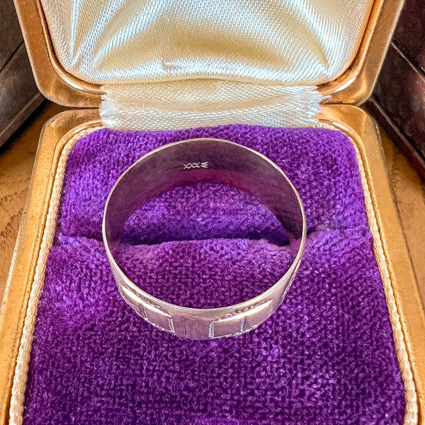 Antique Wide Patterned Band Ring, Size 8 - Image 5