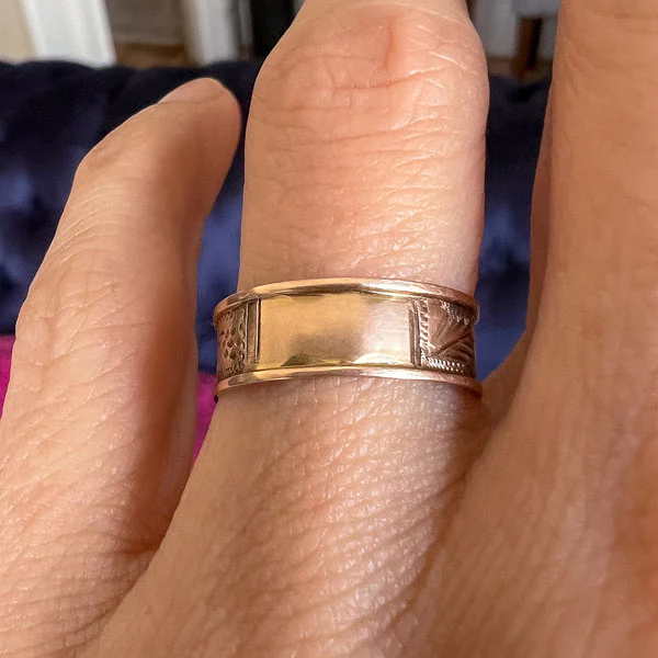 Antique Patterned Wedding Band Ring, Size 6 1/2 - Image 2