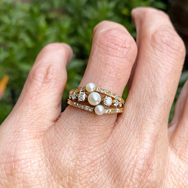Antique Pearl & Diamond Ring - Image 2