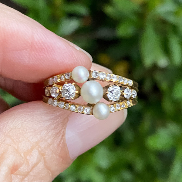 Antique Pearl & Diamond Ring - Image 7