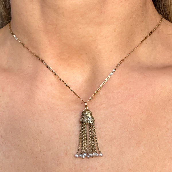 Antique Pearl Fringe Tassel Pendant - Image 2