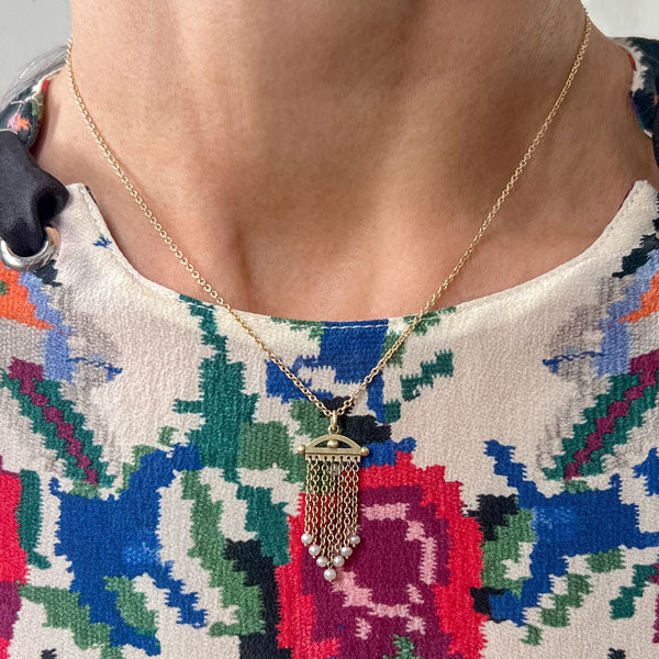 Antique Pearl Fringe Tassel Pendant - Image 2