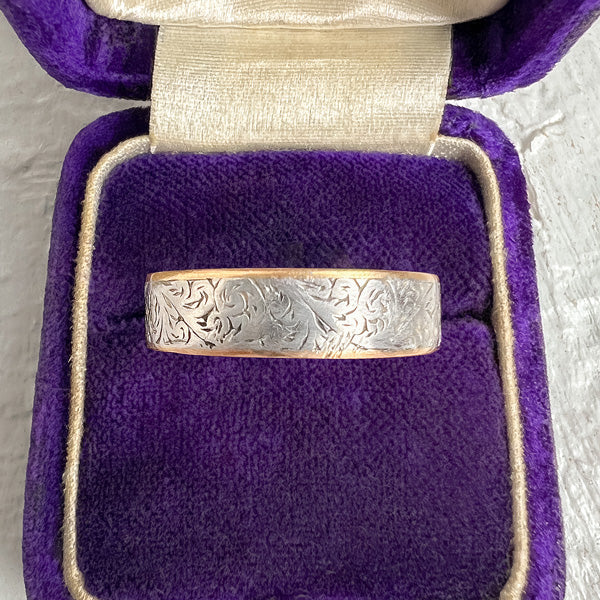 Antique Platinum & Gold Wedding Band Ring, Size 6 1/4