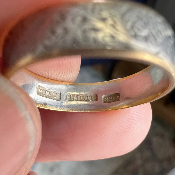 Antique Platinum & Gold Wedding Band Ring, Size 6 1/4 - Image 4