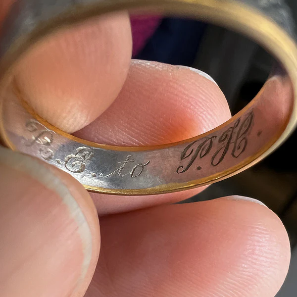 Antique Platinum & Gold Wedding Band Ring, Size 6 1/4 - Image 5