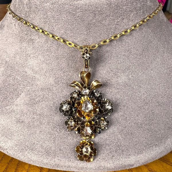 Antique Rose Cut Diamond Necklace - Image 2