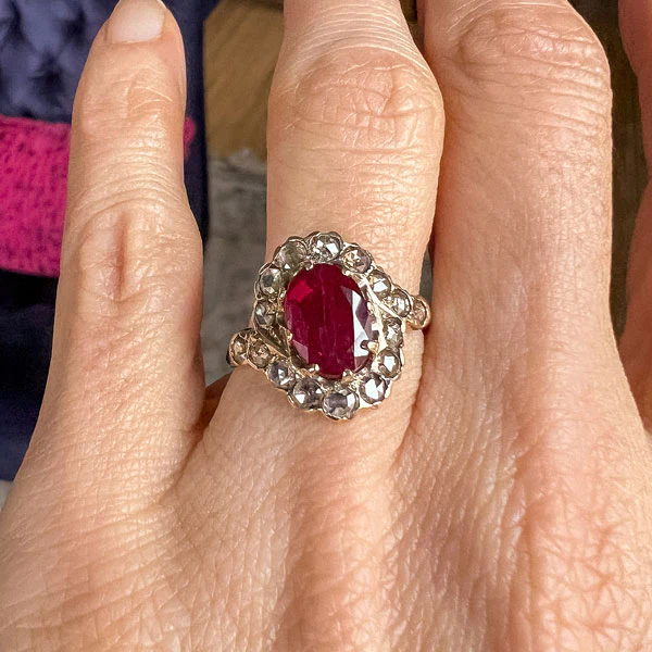Antique Ruby & Rose Cut Diamond Ring - Image 2