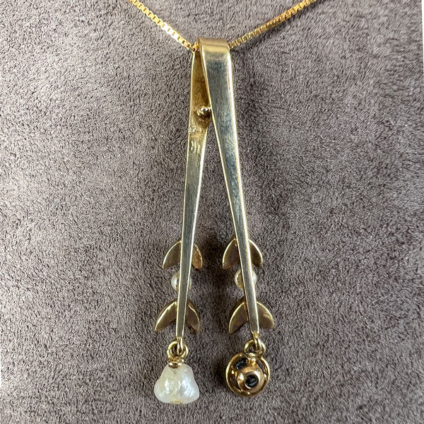 Antique Sapphire & Pearl Pendant Necklace - Image 3