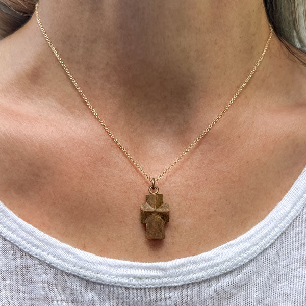 Antique Staurolite Cross Pendant - Image 2