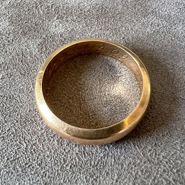 Antique Swedish Gold Wedding Band Ring "1909", Size 6 1/4 - Image 3
