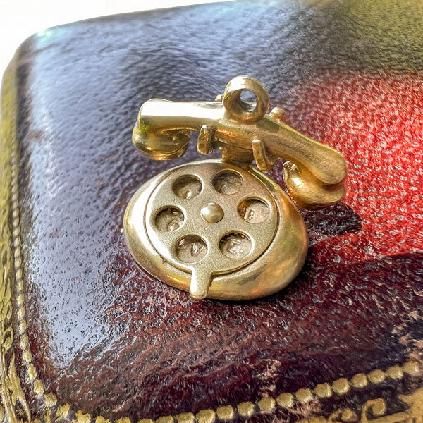 Antique Telephone Charm Pendant - Image 2