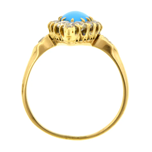 Antique Turquoise & Diamond Navette Ring - Image 4