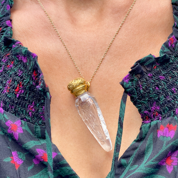Antique Gold & Cut Glass Vinaigrette Pendant