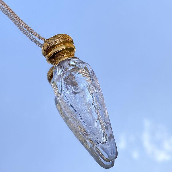 Antique Gold & Cut Glass Vinaigrette Pendant - Image 2