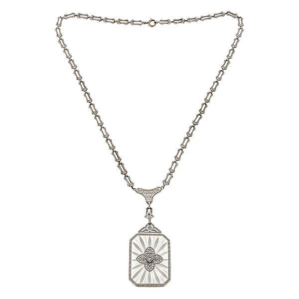 Art Deco Diamond & Rock Crystal Necklace - Image 2
