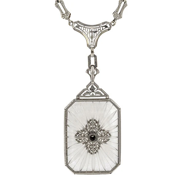 Art Deco Diamond & Rock Crystal Necklace - Image 3