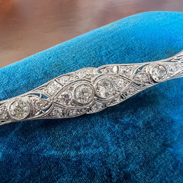Art Deco Diamond Bar Pin - Image 2