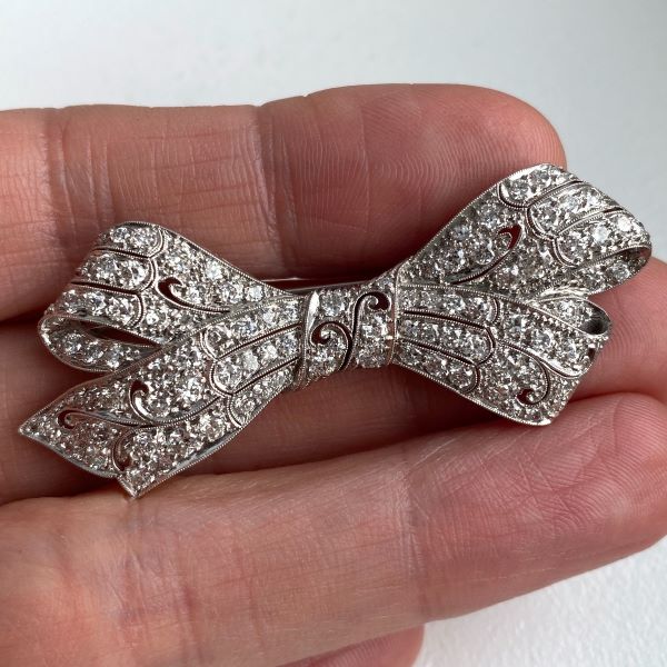 Art Deco Diamond Bow Pin - Image 4